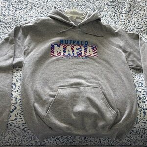 Buffalo Bills/Mafia  Gray Hoodie with Blue and Red Accents